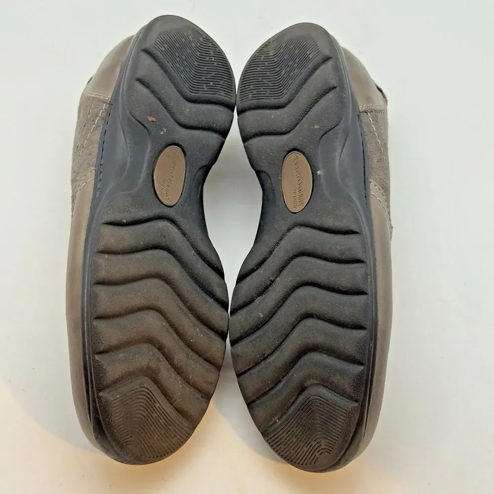 Earth Origins Dover Gray Leather & Suede Shoes Women's 8W Bungee Lace Slip on
